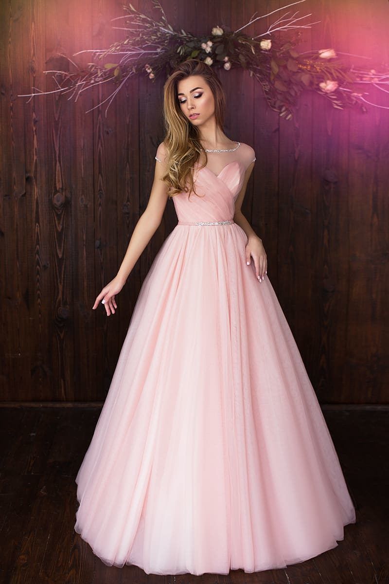 Soft pink wedding dress