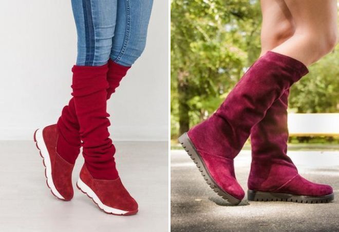 Burgundy wedge boots