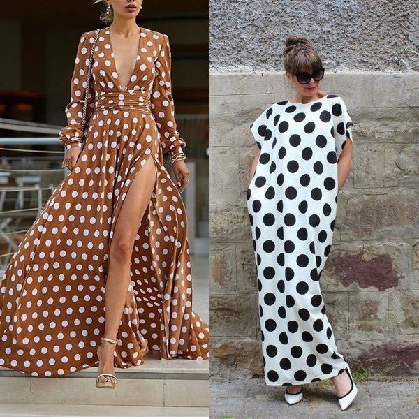 long polka dot dresses