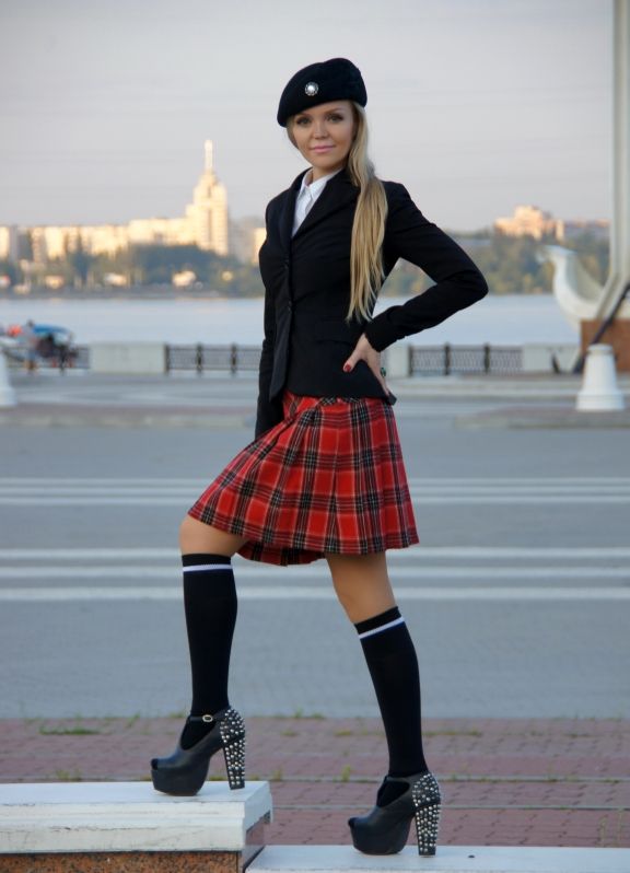 skirt tartan wanita