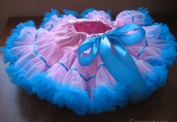 American pink-blue skirt na may bow