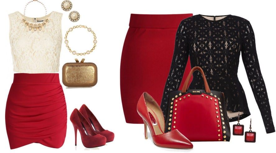 Red skirt with accessories 1