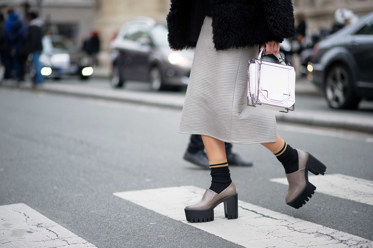 Ankle boots with a tractor sole with a fur coat