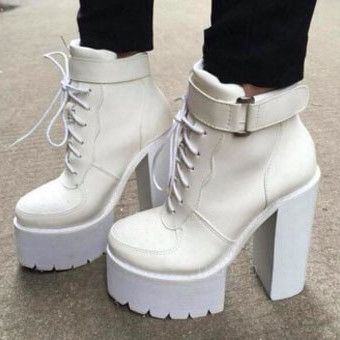 White ankle boots with tractor soles