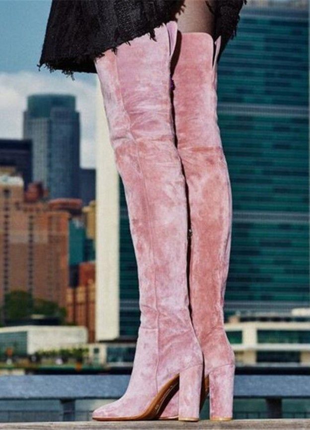 pink suede boots