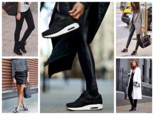 what to wear with women's black sneakers