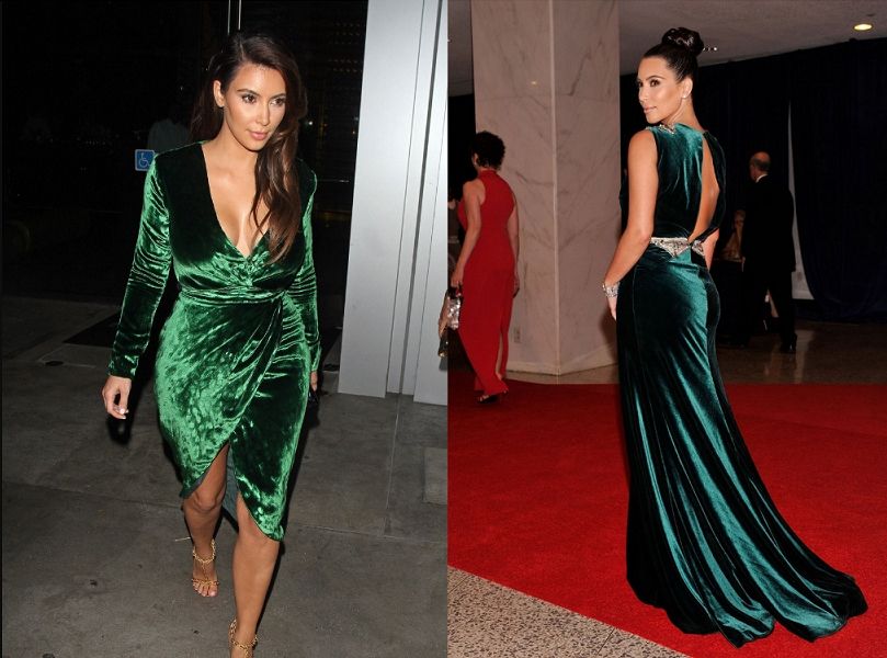 robe en velours vert et émeraude