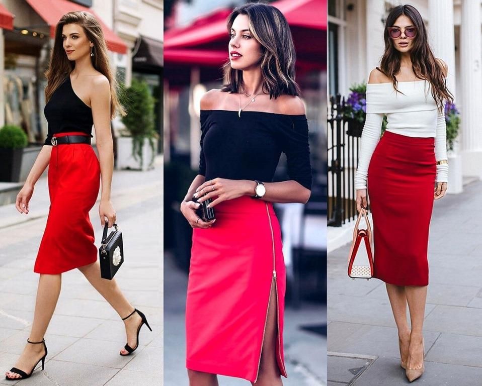 Pelbagai model skirt merah