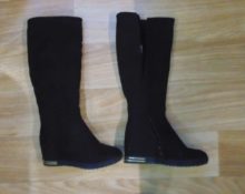 microfiber boots with hidden wedges