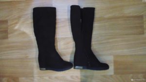 microfiber boots with hidden wedges