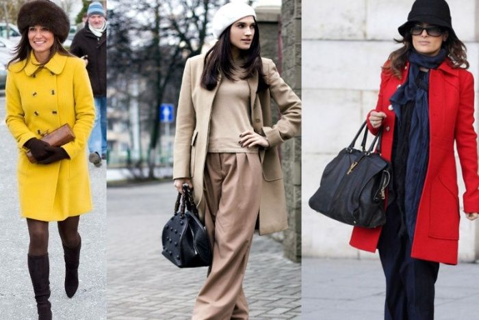 hat and scarf under coat