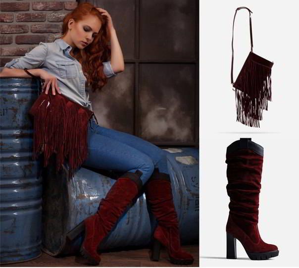 Burgundy heeled boots