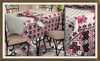 Tablecloth made of matting with ornaments