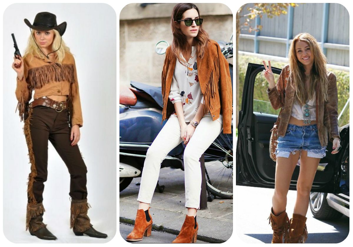 Stiefel mit Fransen im Boho-Stil