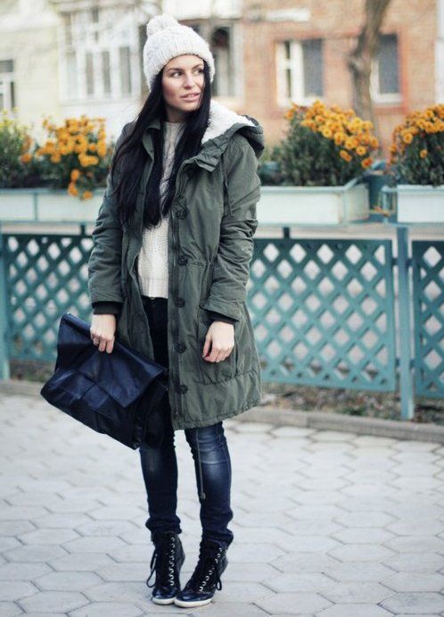 stilfuldt look med en parka