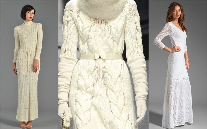 White knitted dresses 