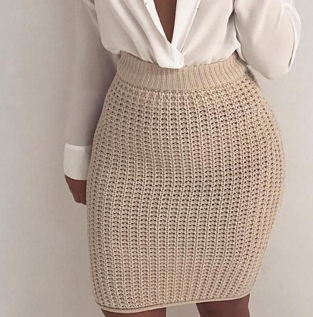 Gebreide beige rok