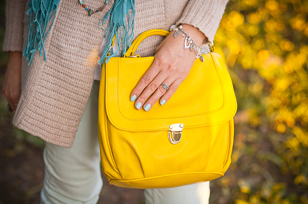 yellow business style bag