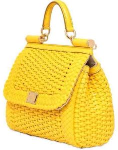 yellow wicker bag