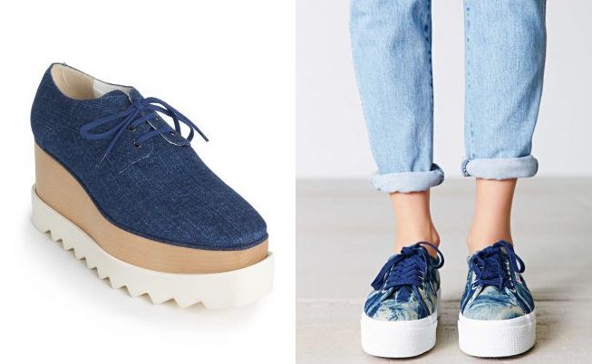 Mga sneaker ng denim platform