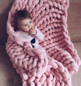 chunky knit merino blanket