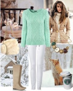 outfit invernale con borsa beige