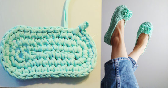 knitted yarn slippers