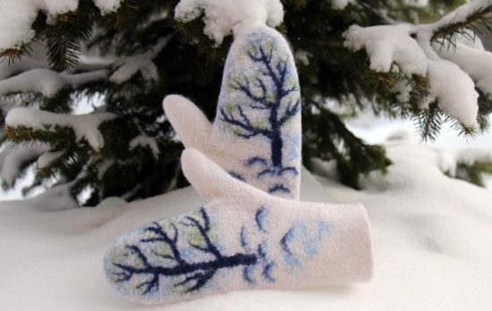 felted wool mittens