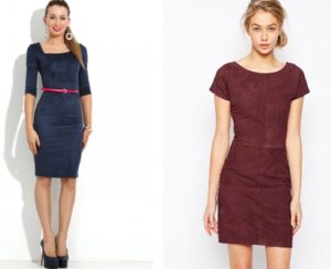 rochie teaca din piele intoarsa