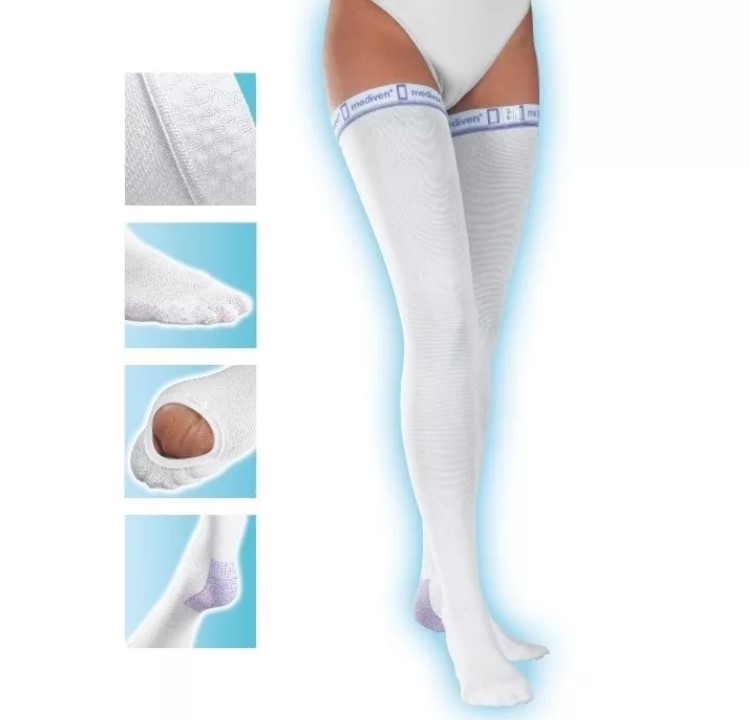 White compression stockings