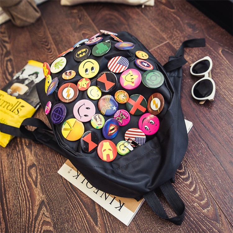 backpack with badges