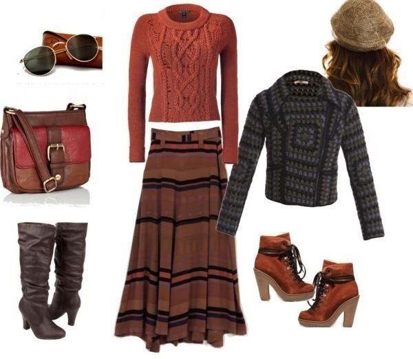 looks with a woolen skirt