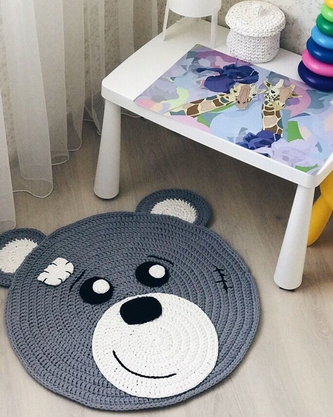 Tapis ours en peluche pour chambre d'enfant