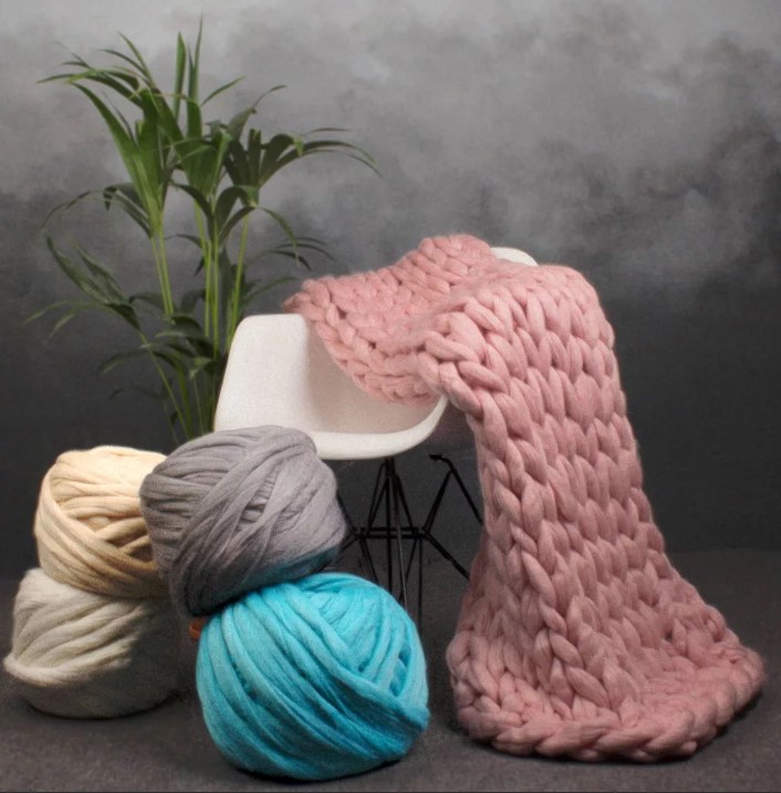 Merino wool blanket niniting sinulid