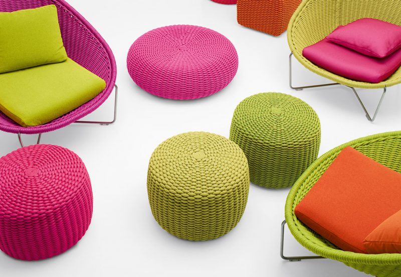 Pouf làm từ sợi dệt kim 2