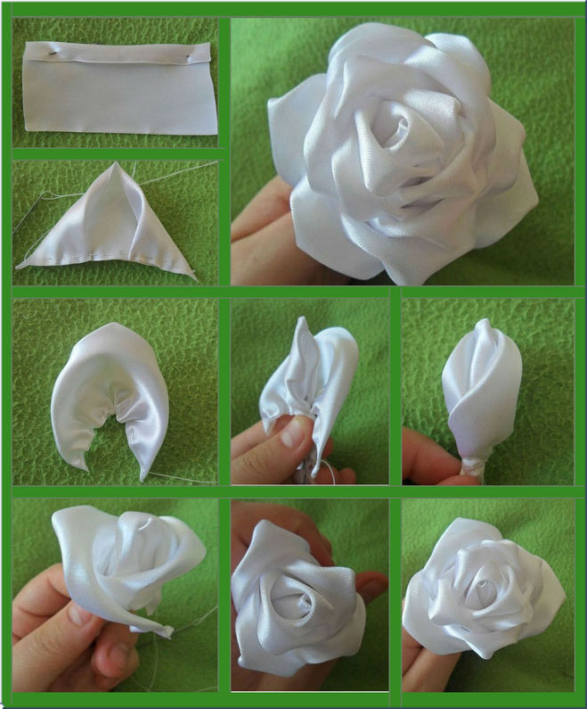 Satin ribbon rose 11