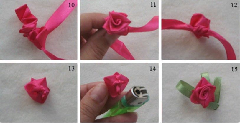 Rose made of narrow satin ribbon 2