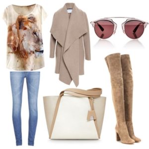 What to wear with beige suede over the knee boots