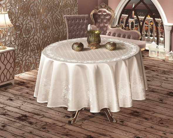 Round jacquard tablecloth