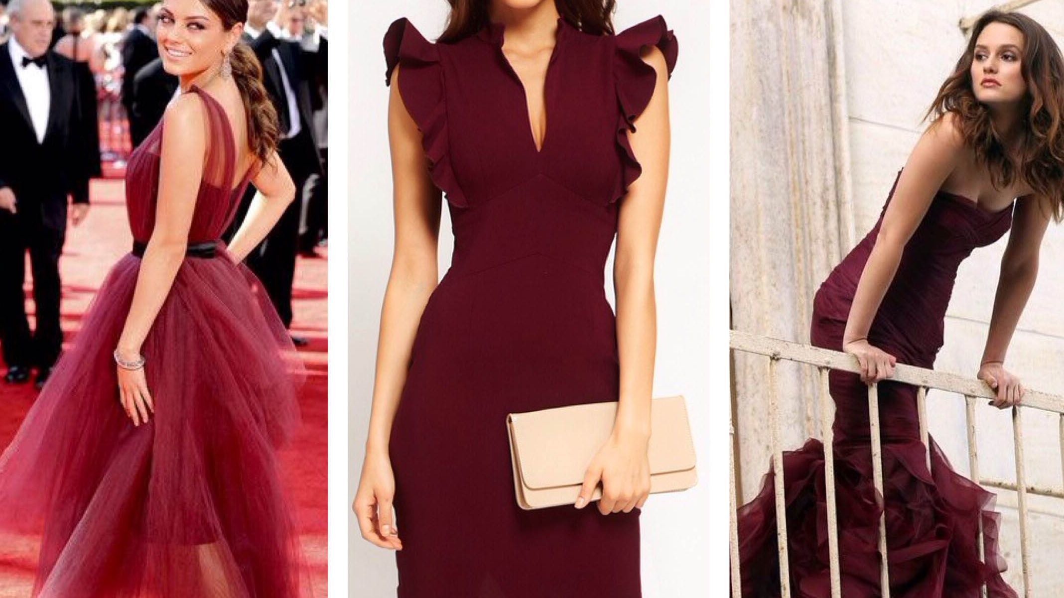 burgundy evening dress