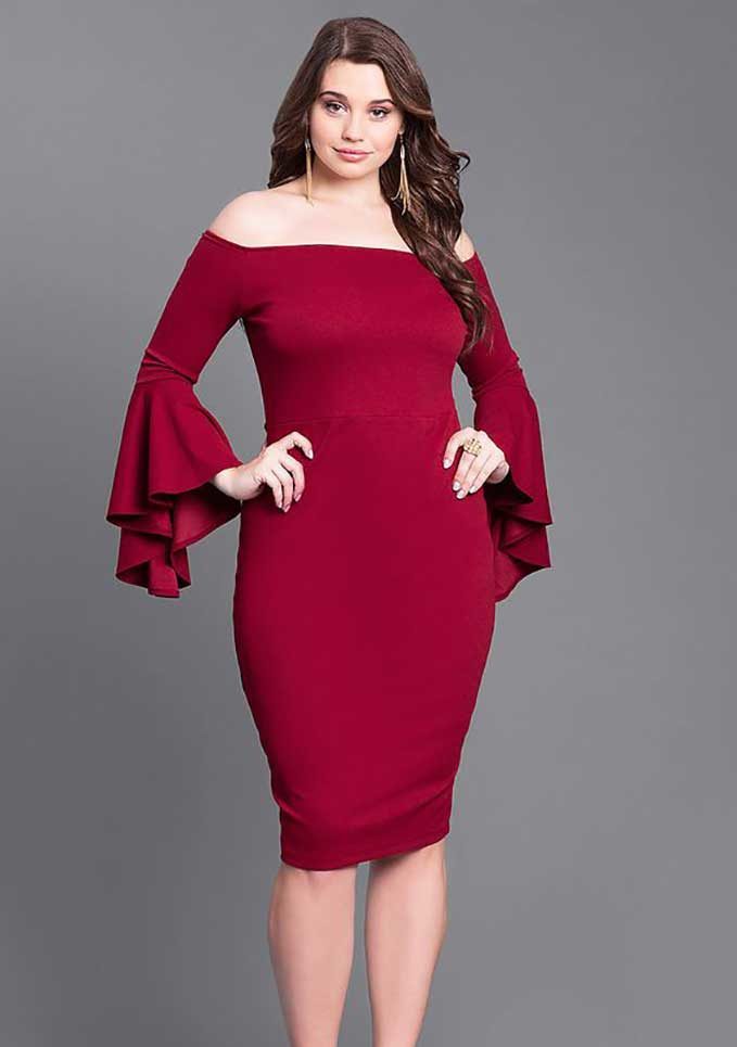 burgundy evening dress for plus size ladies