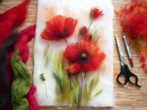 wool watercolor poppies