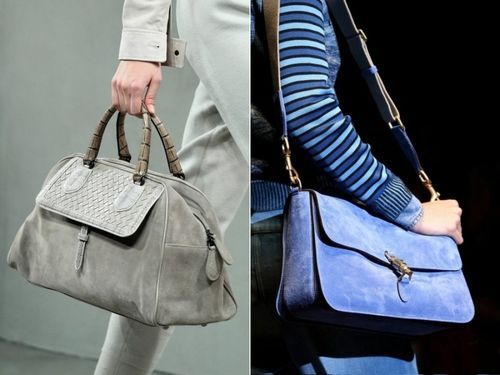 Suede bags gray and blue