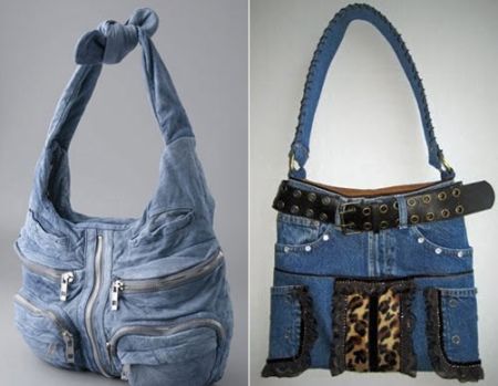 borsa realizzata con vecchi jeans