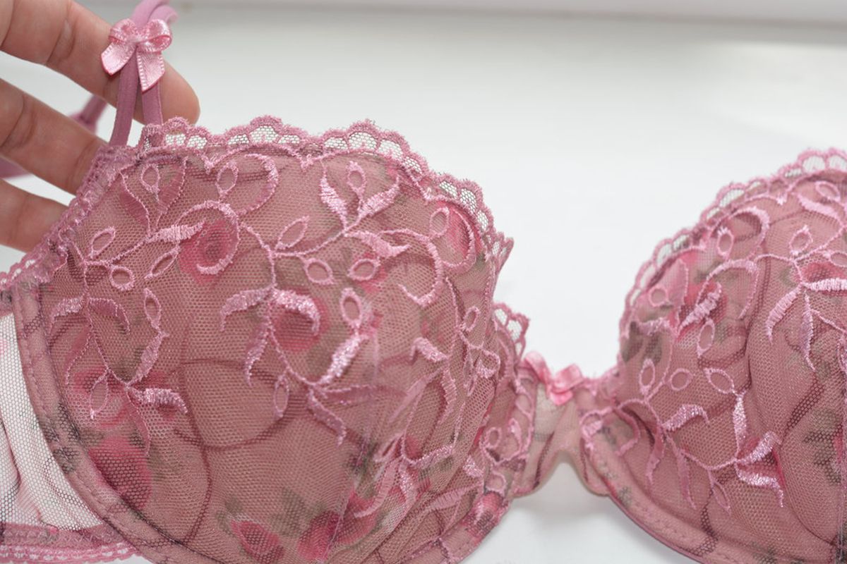 Pink underwire bra