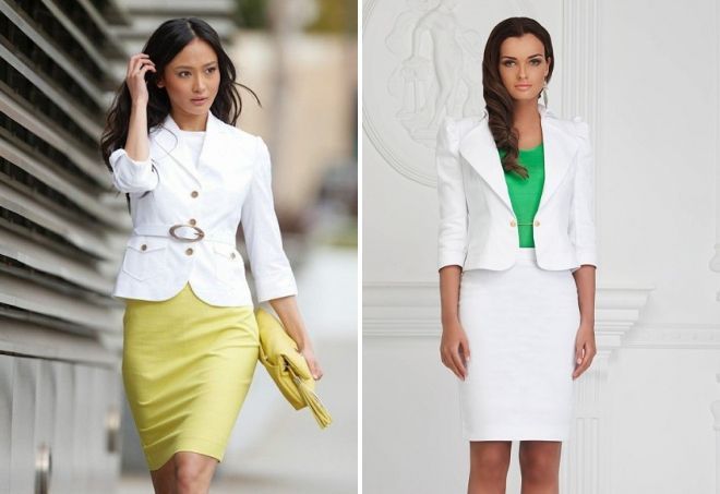 fashionable suits with skirt