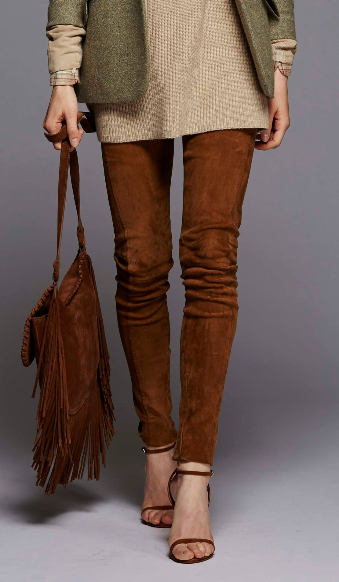 suede leggings and bag 