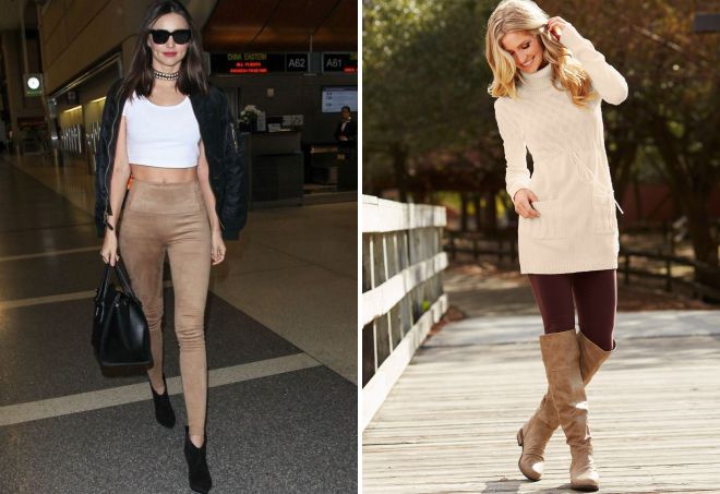 beige at chocolate leggings