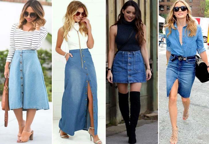 fashionable styles of denim skirts