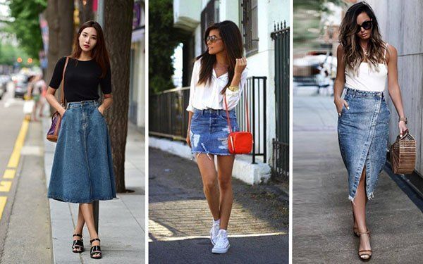 what to wear with a denim skirt